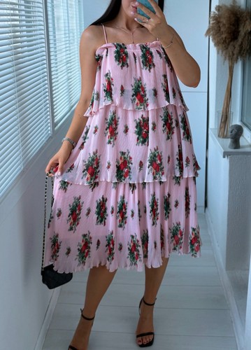 Ganni pink pleated georgette - pink,