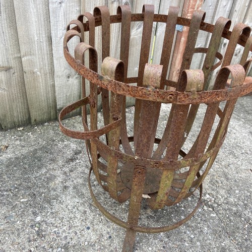 Vtg wrought iron brazier fire - iron,