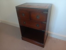 Military Campaign Chest Of Drawers Side Table Secretaire Brushing Slide Free P&P