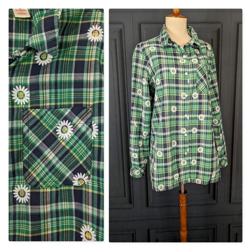 Vintage flower power - flower, plaid