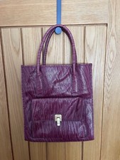 Pied A Terre Merlot Dark Pink Leather Croc Skin Large Shopper Bag £375