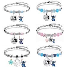 Fashion Charm Bracelet Lilo and Stitch Cute Jewellery Girls Gift For Her Bangle