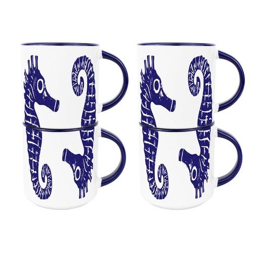 Marine seahorse ceramic mugs - seahorse,