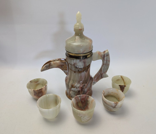 Vintage onyx carved stone tea - vintage,