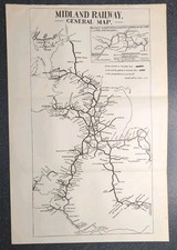 Original 1922 Map Of Midland Railway General Map