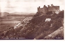 Harlech Castle & Snowdon, Wales, 1947, Original Real Photo Vintage Postcard