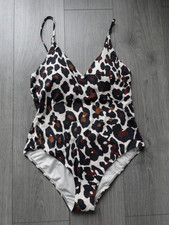 BNWT -M&S MARKS & SPENCER BROWN MIX PLUNGE SUN SMART SWIMMING COSTUME UK SIZE 16