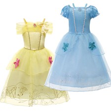 Cinderella  Kids Girls Dress Costume Princess Fancy Party Cosplay Summer Dress