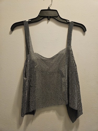 Rhinestone chainmail crop top - crop,