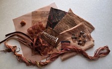 Embroidery Pack COPPER: Fabrics/Beads & Sequins/Threads & Yarns/Ribbon