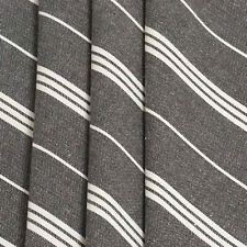 French Ticking Natural Cotton A2 Stripe Charcoal for Curtains Upholstery Crafts
