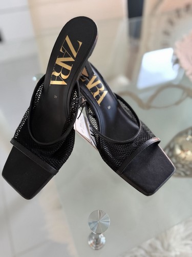 Zara black square toe mesh - black,