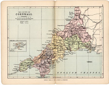 Print 1891 Map Of Cornwall