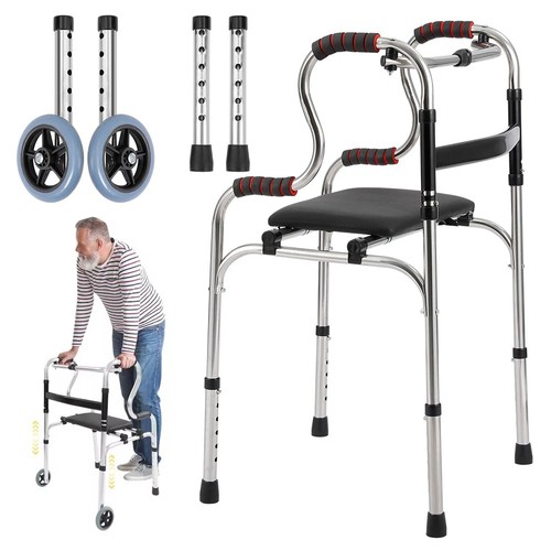 Folding walking frame with - walking,
