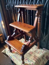 Walnut Carved Library Steps