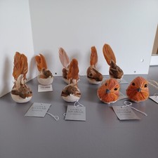 Gisela Graham 6, Natural Real Feather Birds on Wire. 2 on a string. New.