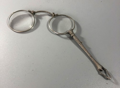 Antique white metal lorgnettes - metal,