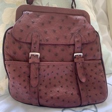 Asprey Vintage Ostrich Leather Bag In Burgundy 