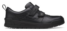 Clarks Boys PALMER STEGGY Black Leather Dinosaur School Shoes