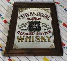 Vintage Advertising Mirror Chivas Regal Blended Scotch Whisky 25 x 34cm