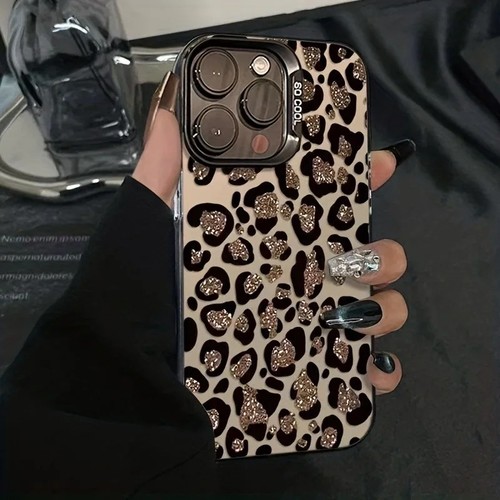 Glitter leopard print - leopard, phone