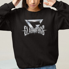 Gladiators Black Sweatshirt-Exercise Fitness Muscles Tv Show 90s Sports