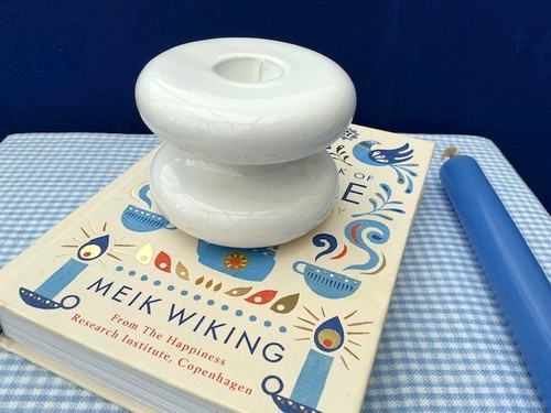 Vintage white ceramic hooped - white,