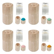Portable Wooden Needle Holder with Needle Sewing Needle Storage Tube for Crochet