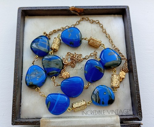 Vintage czech glass lapis blue - vintage,