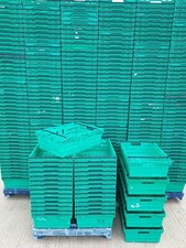 100 x USED PLASTIC BALE ARM TRAY / CRATE BOX 60-40-20CM STORAGE / REMOVALS