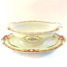 VTG Regal China Made in Occupied Japan  Gravy Boat with Attached Underplate