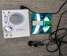 Sharp MD-MT80H Portable Silver Minidisc Player/Recorder Untested for Parts Only
