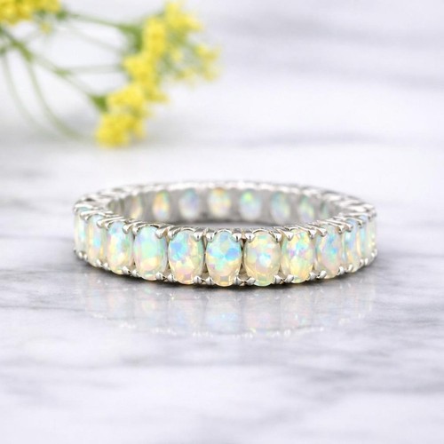 Fire opal eternity - band, ring