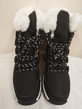 NEW lds UNBRANDED black and white fur lined snow boots UK 5 CG S07
