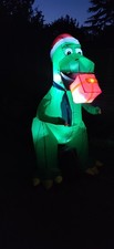8 FT Dinosaur,Christmas Inflatable Decor Built-in LED Light w/Xmas Hat Gift Box
