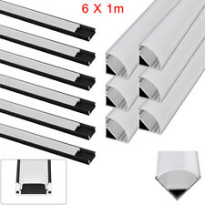 6 Pack LED Aluminium Channel Profile 3.3ft Extrusion Diffuser Strip Lights Cover