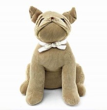 Large 30cm 1.6 kg Heavy Beige Corduroy Bulldog Dog Door Stop New Doorstop