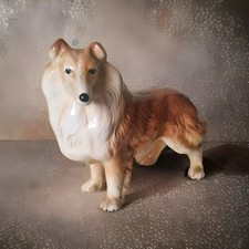 Shetland Sheepdog Lassie Figure Brown Cream 9x7" Vintage Melba Ware Rough Collie