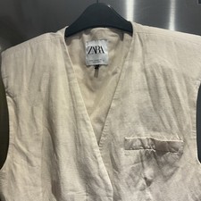 ZARA CREAM LONG LINE WAISTCOAT