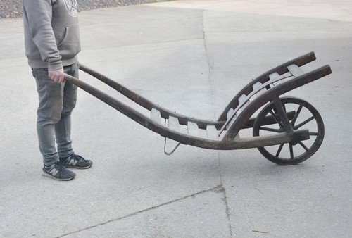 Old wooden barrel trolley - old,