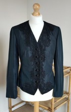 Vintage Black Silk Lace Gothic Edwardian Style Silk Jacket Size 8