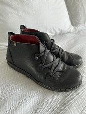 Lovely Jungla Black Leather Elastic Lace Slip On Ankle Boots Size 41 UK 8 Quirky