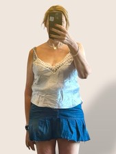 Vintage 90s 00s Juliana Satin And Lace Mini Slip Babydoll Cami Size Large