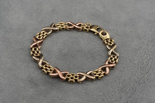 9ct tricolour gold fancy link - 9ct,