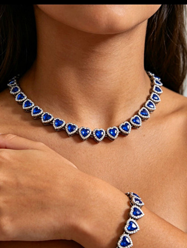 Blue heart crystal jewellery - crystal,