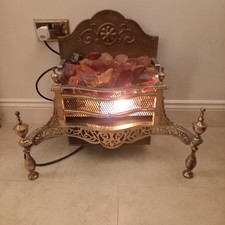 Vintage brass electric fire