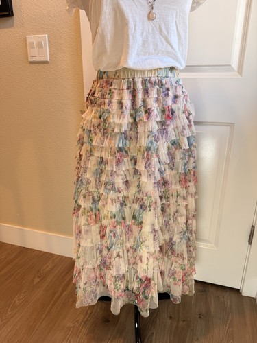 Ruffled floral tulle tutu long - ruffled,