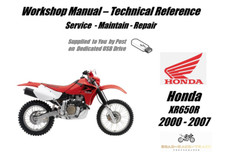 Honda XR650R XR650 R XR 650 R Service Repair Workshop Manual USB 2000 - 2007