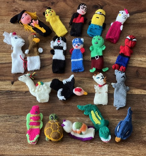 Hand knitted finger puppets - hand,