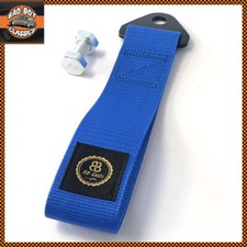 Blue Universal Racing Drifting Motorsport Car Tow Strap + Fixing Bolt BB Seats 